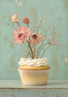 Cupcake met bloemen schilderij