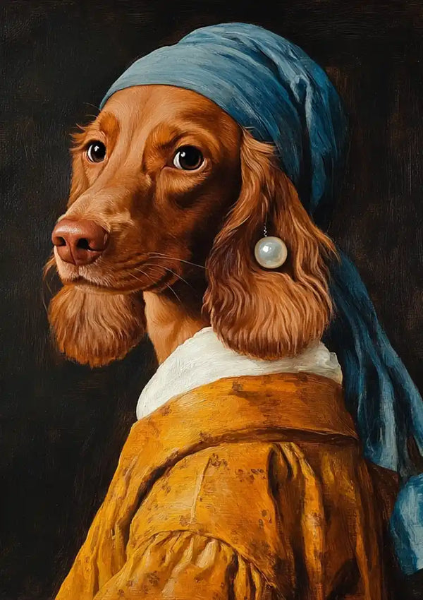 Hond met de parel schilderij