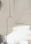 CollageDepot's bc 047 - abstract minimalistisch schilderij met een enkele dunne zwarte lijn op een gestructureerde achtergrond van zachte witte en lichtgrijze penseelstreken. De lijn buigt zachtjes over het canvas, waardoor een subtiele, elegante vorm ontstaat.-