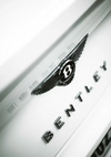 Close-up van het CollageDepot-logo en embleem op de achterkant van een witte aaa 055 - auto, met de letters "CollageDepot" in zilver en een gestileerde "C" met vleugels.-