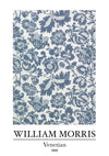 Een ontwerp met blauwe bloemenpatronen op een witte achtergrond. De tekst onder het ontwerp luidt: "CollageDepot, ccc 122 - bekende schilders, 1868.-