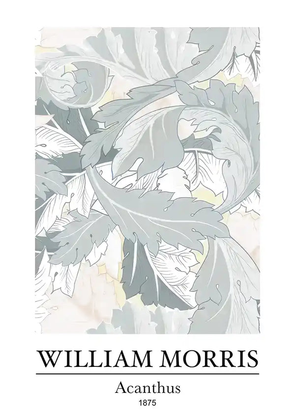 Een gestileerde illustratie van acanthusbladeren is afgebeeld in de kleuren grijs, wit en lichtgroen. Onder de afbeelding staat de tekst "CollageDepot" en "ccc 132 - bekende schilders" met het jaartal "1875.-