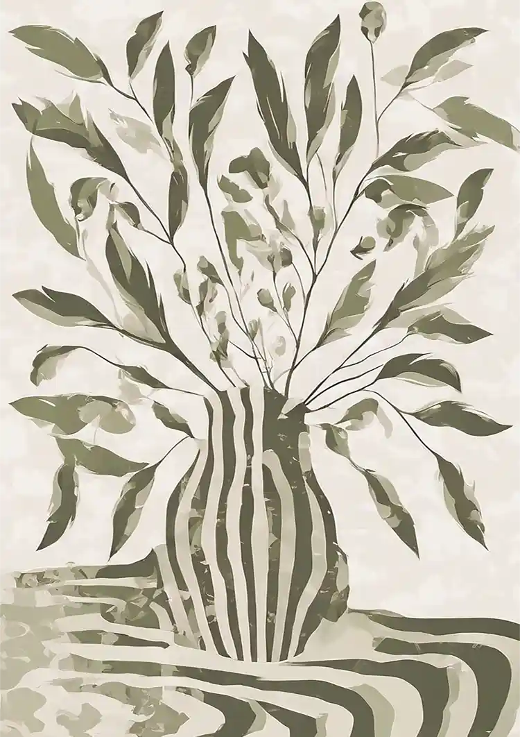 Monochrome Plant In Pot Painting